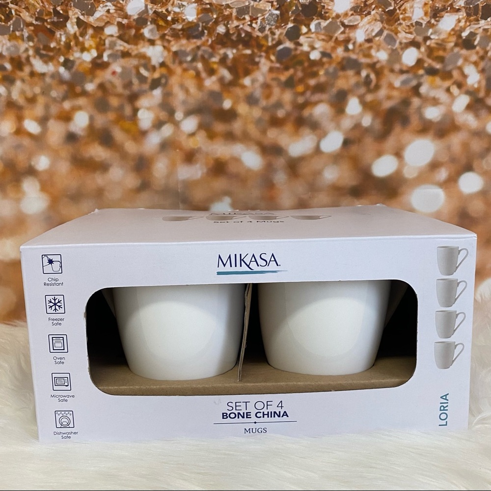 Mikasa Loria Bone China 16 Oz Coffee Tea Mugs Set
